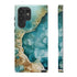 Aquamarine inspired Geode in Watercolor - Impact Resistant Phone Case Samsung Galaxy S22 Ultra Glossy